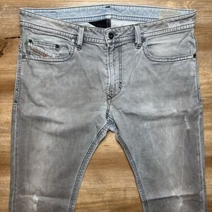 Diesel Jeans Men 36x33 Gray Thavar Slim Skinny Fit Stretch Designer Faded 0824N